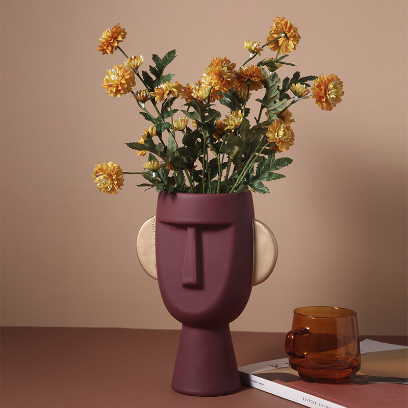 Human Face Ceramic Vase