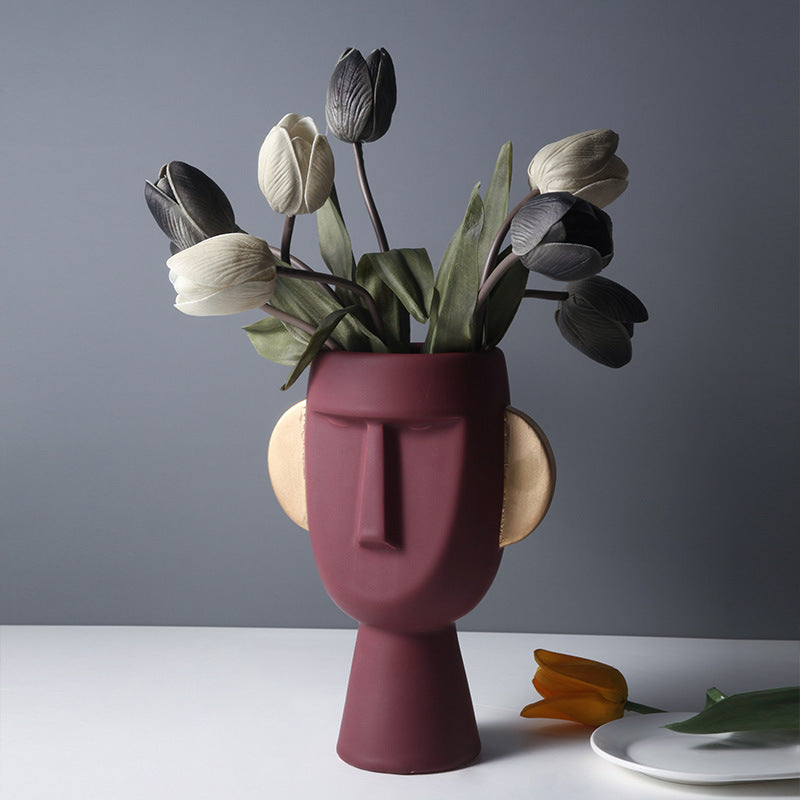 Human Face Ceramic Vase