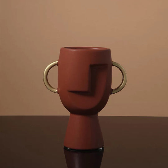 Human Face Ceramic Vase