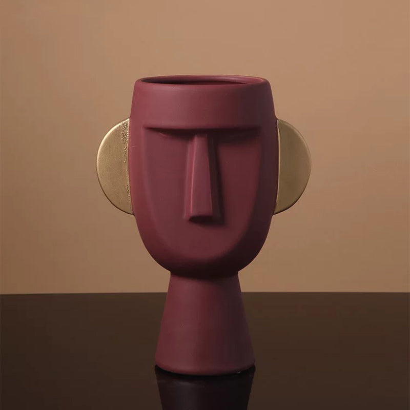 Human Face Ceramic Vase